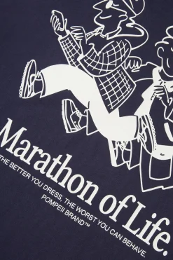 Hot POMPEII MARATHON OF LIFE NAVY TEE