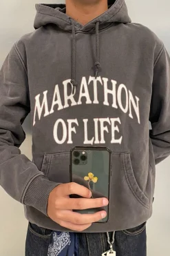Cheap POMPEII MARATHON REGULAR CHARCOAL HOODIE