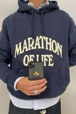Best POMPEII MARATHON REGULAR NAVY HOODIE