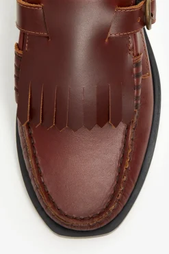 New POMPEII VEGA LEATHER T-BAR REDISH
